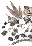 STERLING SILVER FLORAL BROOCHES, BRACELETS, RINGS 