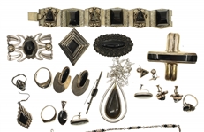 STERLING SILVER BLACK ONYX AND FELDSPAR JEWELRY