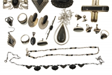 STERLING SILVER BLACK ONYX AND FELDSPAR JEWELRY
