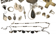 STERLING SILVER BLACK ONYX AND FELDSPAR JEWELRY