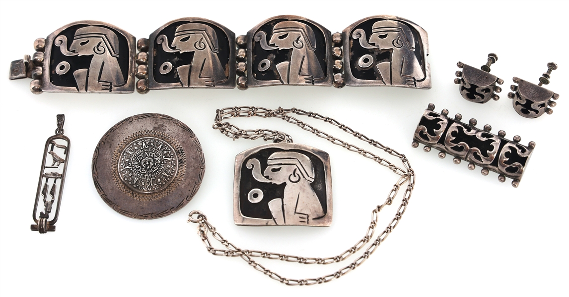 STERLING SILVER BRACELET, PENDANTS, AND NECKLACE