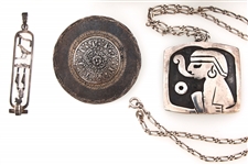 STERLING SILVER BRACELET, PENDANTS, AND NECKLACE
