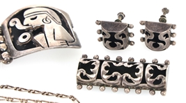 STERLING SILVER BRACELET, PENDANTS, AND NECKLACE