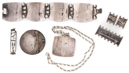 STERLING SILVER BRACELET, PENDANTS, AND NECKLACE