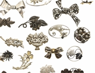 STERLING SILVER FLOWER AND BOW BROOCHES & EARRINGS