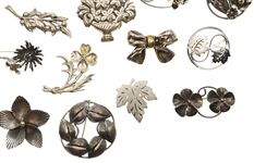 STERLING SILVER FLOWER AND BOW BROOCHES & EARRINGS
