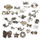 STERLING SILVER FLOWER AND BOW BROOCHES & EARRINGS