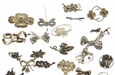 STERLING SILVER FLOWER AND BOW BROOCHES & EARRINGS