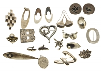 STERLING SILVER CUFF LINKS, EARRINGS, AND BROOCHES 