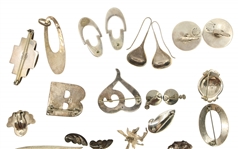 STERLING SILVER CUFF LINKS, EARRINGS, AND BROOCHES 