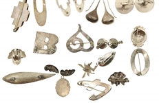 STERLING SILVER CUFF LINKS, EARRINGS, AND BROOCHES 
