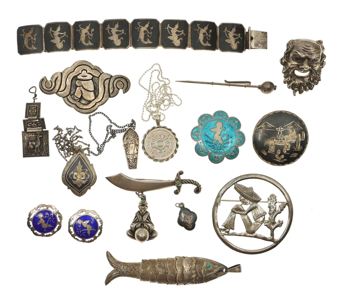 STERLING SILVER NONWESTERN BROOCHES & PENDANTS