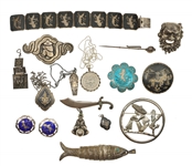 STERLING SILVER NONWESTERN BROOCHES & PENDANTS