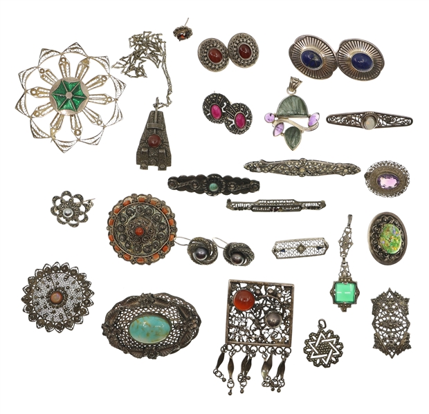 STERLING SILVER SEMI-PRECIOUS STONE & COMPOSITE JEWELRY