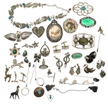 STERLING SILVER PENDANTS, BROOCHES, & HAT PINS