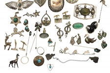 STERLING SILVER PENDANTS, BROOCHES, & HAT PINS