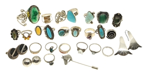 STERLING SILVER RINGS, EARRINGS, AND CUFF LINKS 