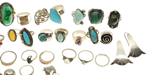 STERLING SILVER RINGS, EARRINGS, AND CUFF LINKS 