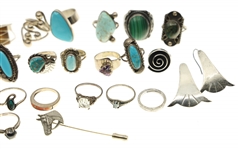 STERLING SILVER RINGS, EARRINGS, AND CUFF LINKS 