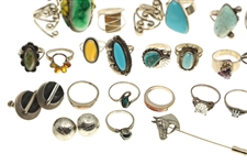 STERLING SILVER RINGS, EARRINGS, AND CUFF LINKS 