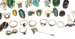 STERLING SILVER RINGS, EARRINGS, AND CUFF LINKS 