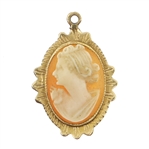 14K YELLOW GOLD SHELL CAMEO PENDANT 