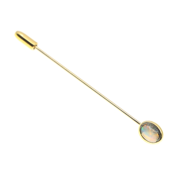 14K YELLOW GOLD AND OPAL HAT PIN