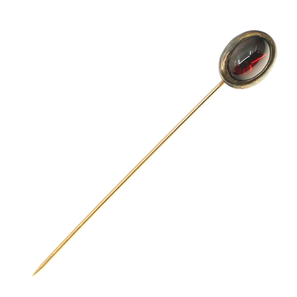 10K YELLOW GOLD AND GARNET HAT PIN