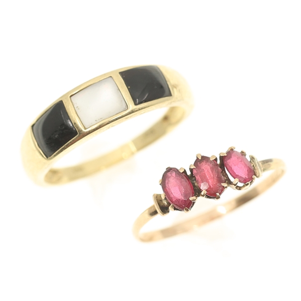 10K YELLOW GOLD SEMI-PRECIOUS STONE RINGS