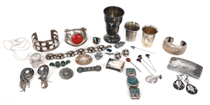 MIXED PURITY SILVER JEWELRY, CUPS, AND ACCESSORIES 