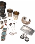MIXED PURITY SILVER JEWELRY, CUPS, AND ACCESSORIES 