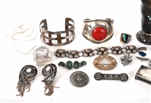 MIXED PURITY SILVER JEWELRY, CUPS, AND ACCESSORIES 