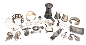 MIXED PURITY SILVER JEWELRY, CUPS, AND ACCESSORIES 