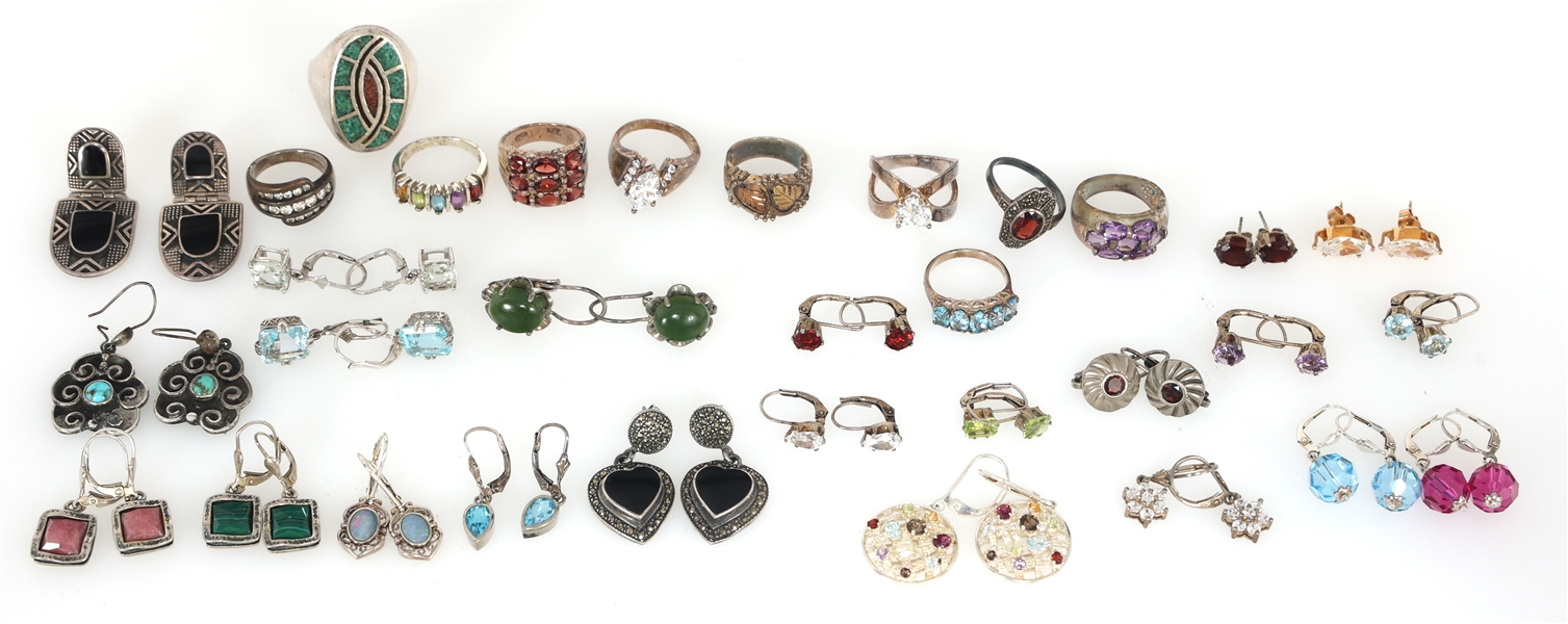 STERLING SILVER RINGS & EARRINGS 