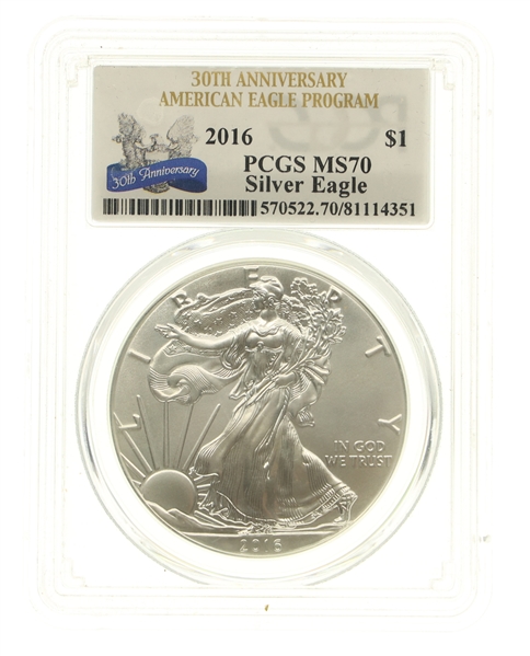 2016 AMERICAN EAGLE 1 OZ SILVER COIN PCGS MS70