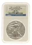 2011-S AMERICAN EAGLE 1 OZ FINE SILVER COIN NGC MS70