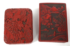 CINNABAR STYLE WOOD AND CERAMIC CONTAINERS