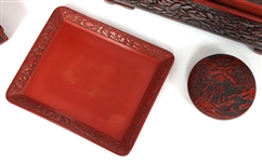 CINNABAR STYLE WOOD AND CERAMIC CONTAINERS