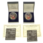 1999 COLORIZED AMERICAN EAGLE FINE SILVER COINS