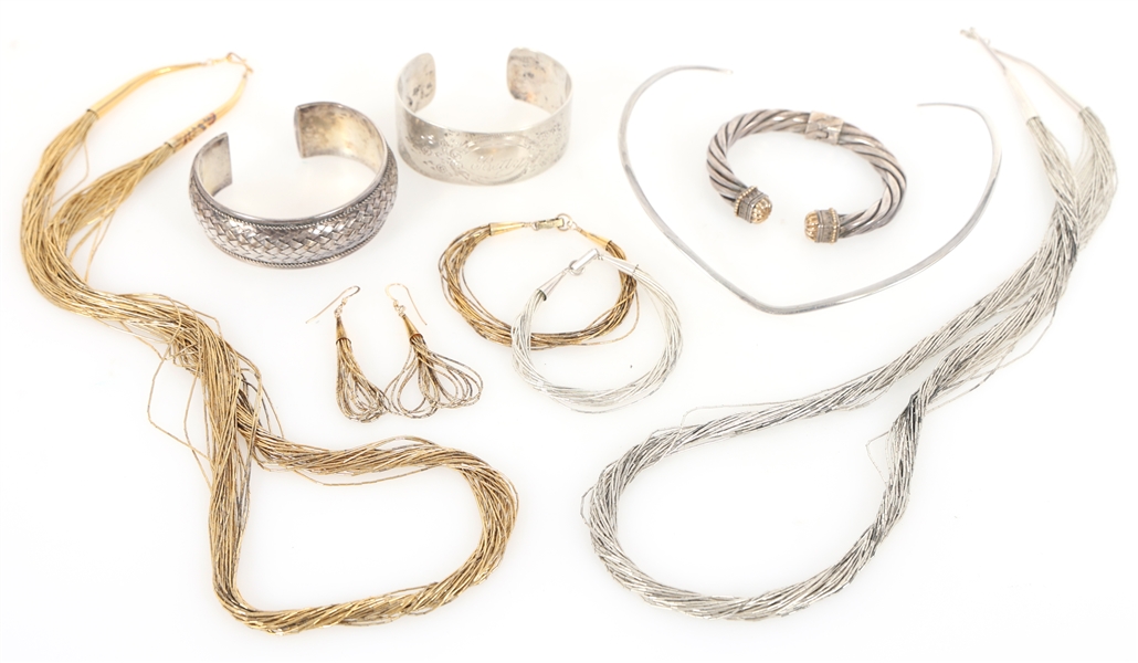 STERLING SILVER BRACELETS, NECKLACES, AND EARRINGS