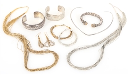 STERLING SILVER BRACELETS, NECKLACES, AND EARRINGS