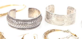 STERLING SILVER BRACELETS, NECKLACES, AND EARRINGS