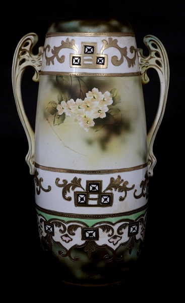 NIPPON HAND PAINTED FLORAL VASE