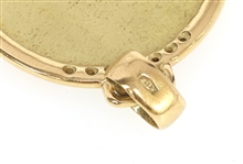 18K YELLOW GOLD AND DIAMOND FLORAL RESIN PENDANT