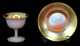 AURENE ART GLASS CUP AND SAUCER