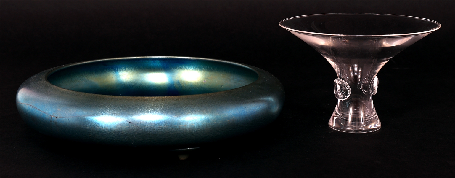 STEUBEN ART GLASS BOWL AND VASE