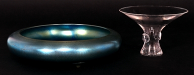 STEUBEN ART GLASS BOWL AND VASE