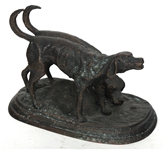 BRONZE HUNTING DOG STATUE
