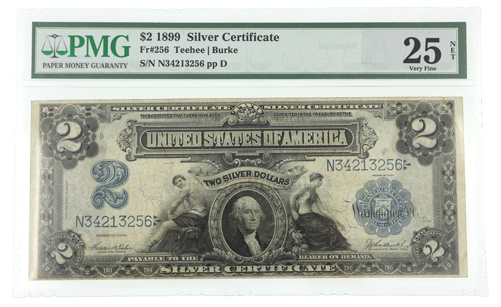 1899 US $2 SILVER CERTIFICATE Fr.256 PMG VF25