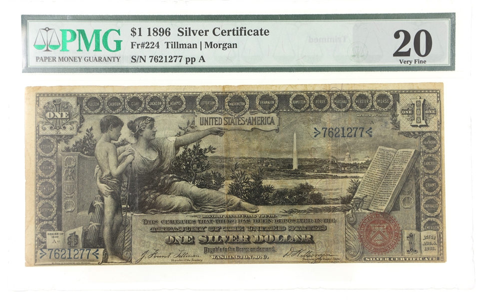 1896 US $1 SILVER CERTIFICATE Fr.244 PMG VF20